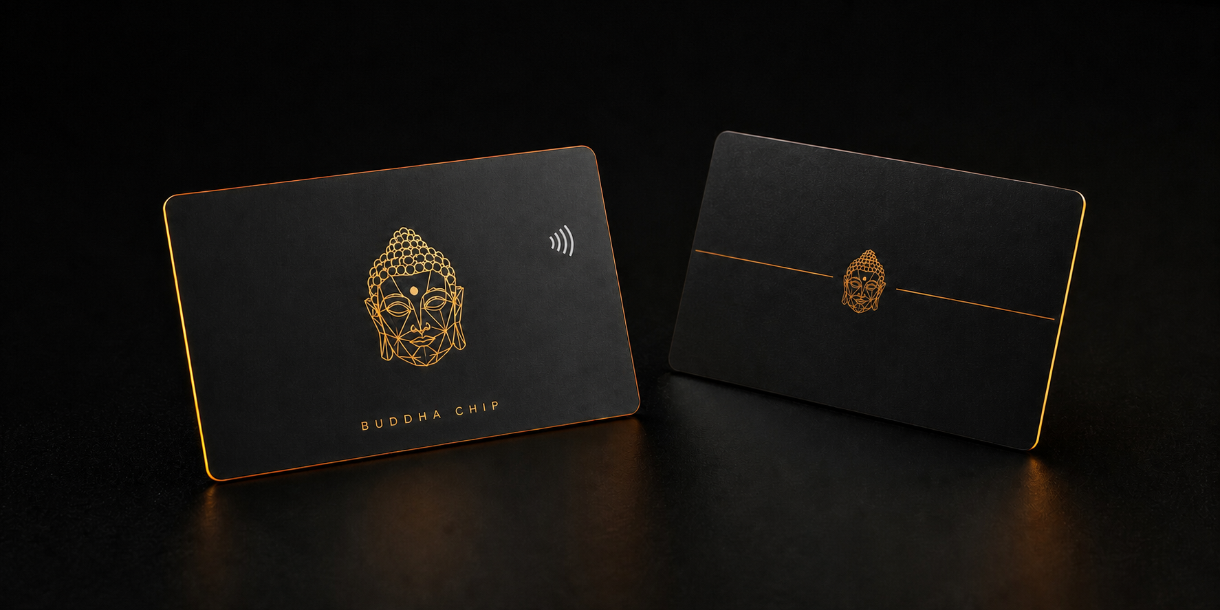 Front and back of the Buddha Chip NFC hardware chip